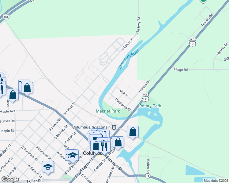 map of restaurants, bars, coffee shops, grocery stores, and more near 347 Middleton Street in Columbus