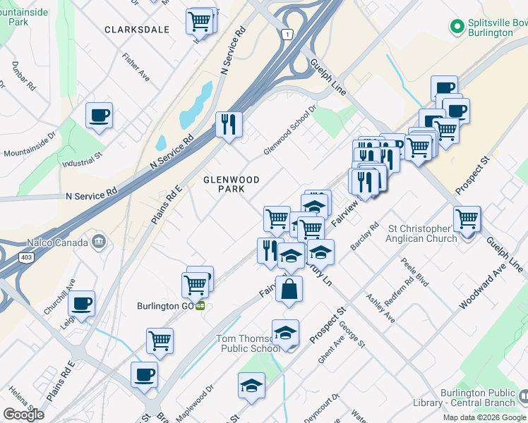 map of restaurants, bars, coffee shops, grocery stores, and more near 917 Orpha Street in Burlington