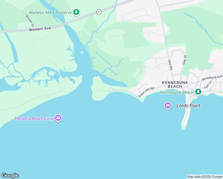 map of restaurants, bars, coffee shops, grocery stores, and more near 52 Great Hill Road in Kennebunk