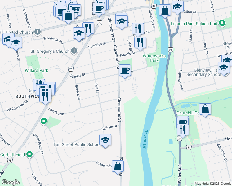 map of restaurants, bars, coffee shops, grocery stores, and more near 142 Glenmorris Street in Cambridge