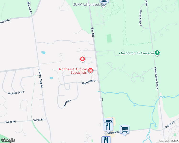 map of restaurants, bars, coffee shops, grocery stores, and more near 4 Walker Lane in Queensbury