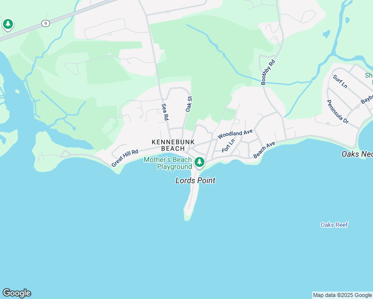 map of restaurants, bars, coffee shops, grocery stores, and more near 3 Oak Street in Kennebunk
