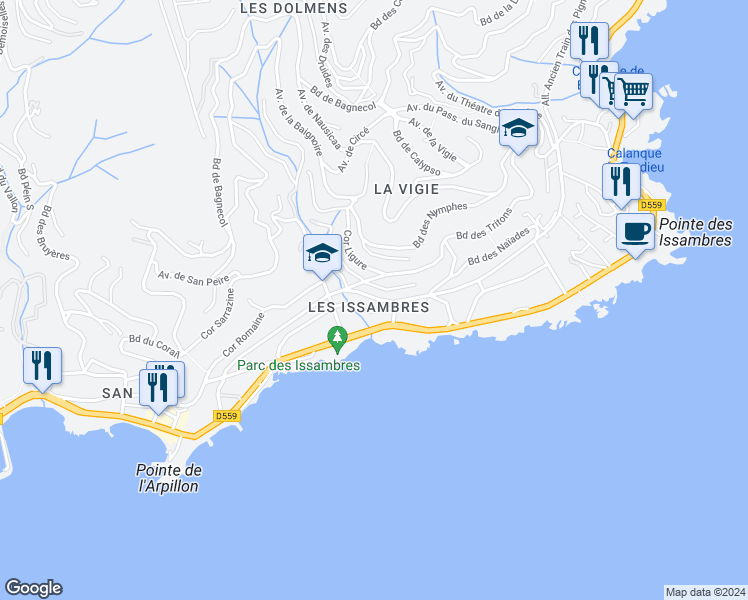 map of restaurants, bars, coffee shops, grocery stores, and more near 129 Avenue de Provence in Roquebrune-sur-Argens
