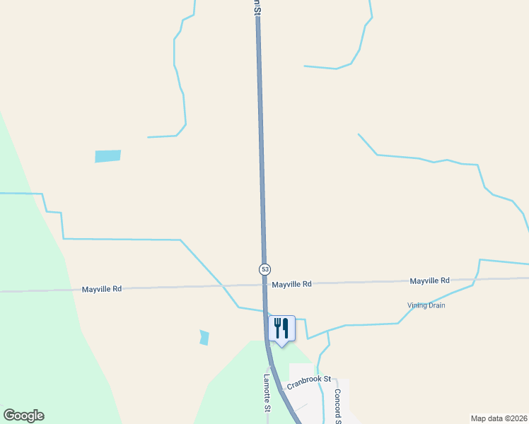 map of restaurants, bars, coffee shops, grocery stores, and more near 2390 Main Street in Marlette