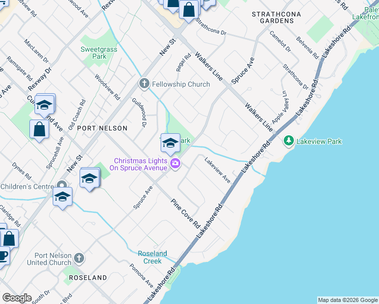 map of restaurants, bars, coffee shops, grocery stores, and more near 3406 Spruce Avenue in Burlington