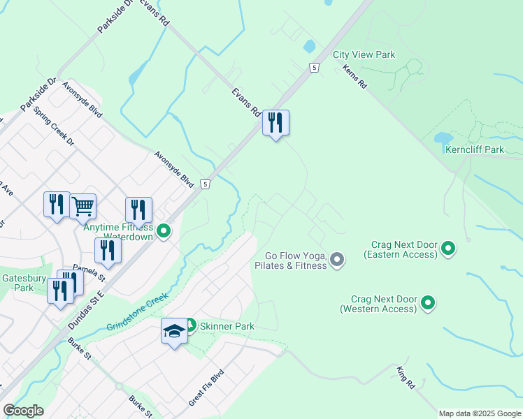 map of restaurants, bars, coffee shops, grocery stores, and more near in Hamilton