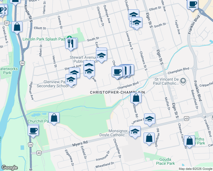 map of restaurants, bars, coffee shops, grocery stores, and more near 4 Ivy Court in Cambridge