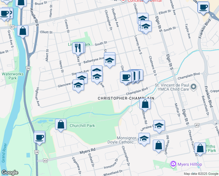 map of restaurants, bars, coffee shops, grocery stores, and more near 4 Ivy Court in Cambridge