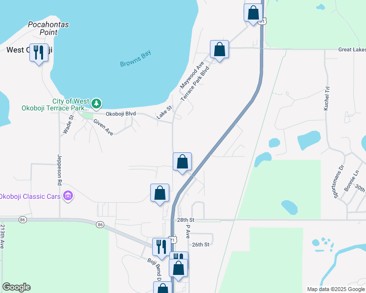 map of restaurants, bars, coffee shops, grocery stores, and more near 674 Terrace Park Boulevard in Milford