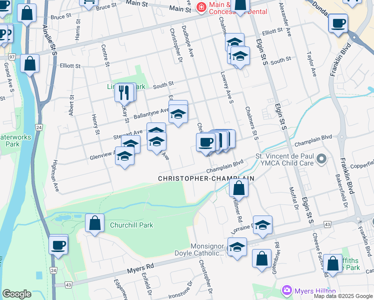 map of restaurants, bars, coffee shops, grocery stores, and more near 4 Ivy Court in Cambridge
