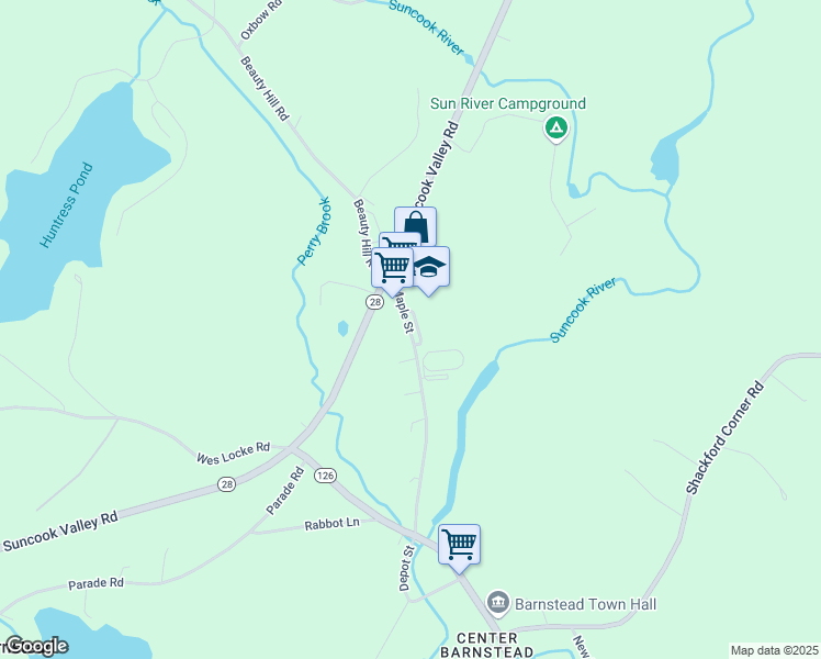 map of restaurants, bars, coffee shops, grocery stores, and more near 91 Maple Street in Barnstead