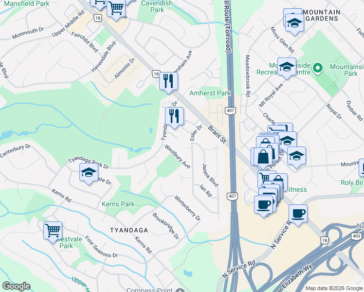 map of restaurants, bars, coffee shops, grocery stores, and more near 1379 Christina Court in Burlington