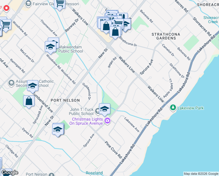 map of restaurants, bars, coffee shops, grocery stores, and more near 357 Monica Crescent in Burlington