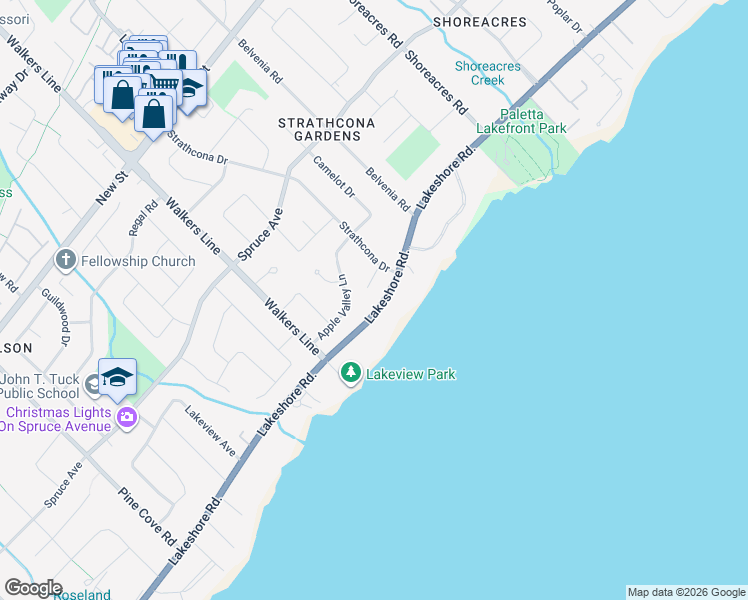 map of restaurants, bars, coffee shops, grocery stores, and more near in Burlington