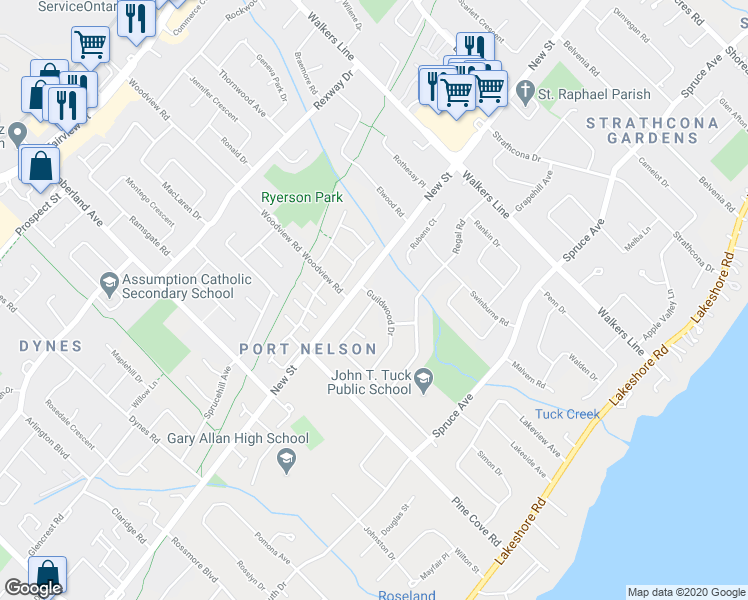 map of restaurants, bars, coffee shops, grocery stores, and more near 429 Oakwood Dr in Burlington