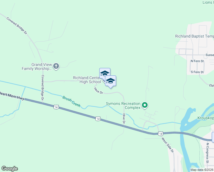 map of restaurants, bars, coffee shops, grocery stores, and more near 1996 U.S. 14 in Richland Center