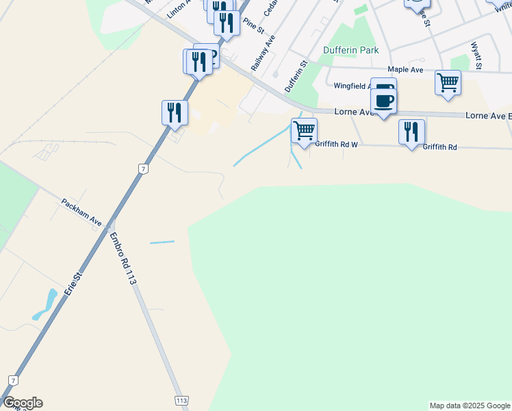 map of restaurants, bars, coffee shops, grocery stores, and more near 1 Crane Avenue in Stratford