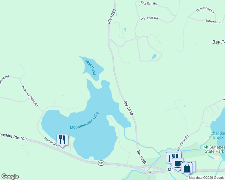 map of restaurants, bars, coffee shops, grocery stores, and more near 2 Samoset Road in Sunapee