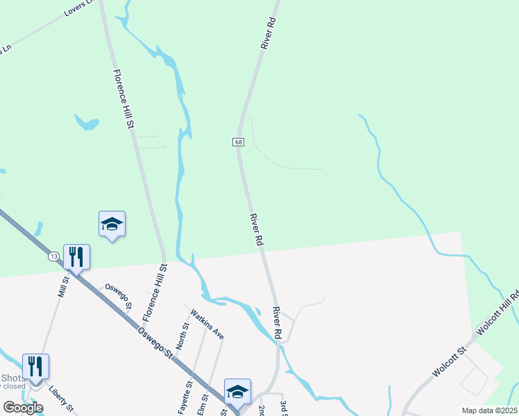map of restaurants, bars, coffee shops, grocery stores, and more near 10072 River Road in Camden
