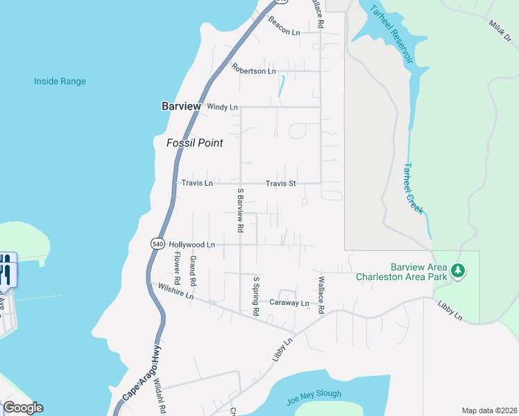 map of restaurants, bars, coffee shops, grocery stores, and more near 63659 South Barview Road in Coos Bay