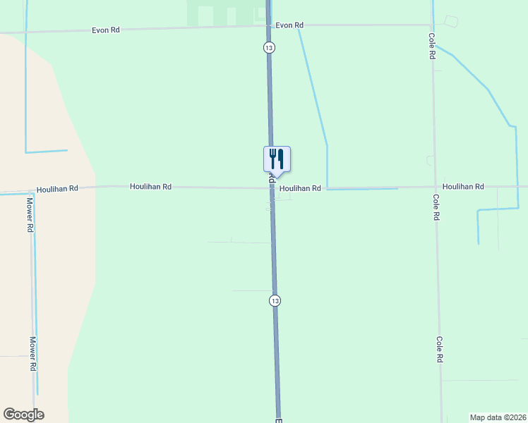map of restaurants, bars, coffee shops, grocery stores, and more near 5070 East Road in Saginaw