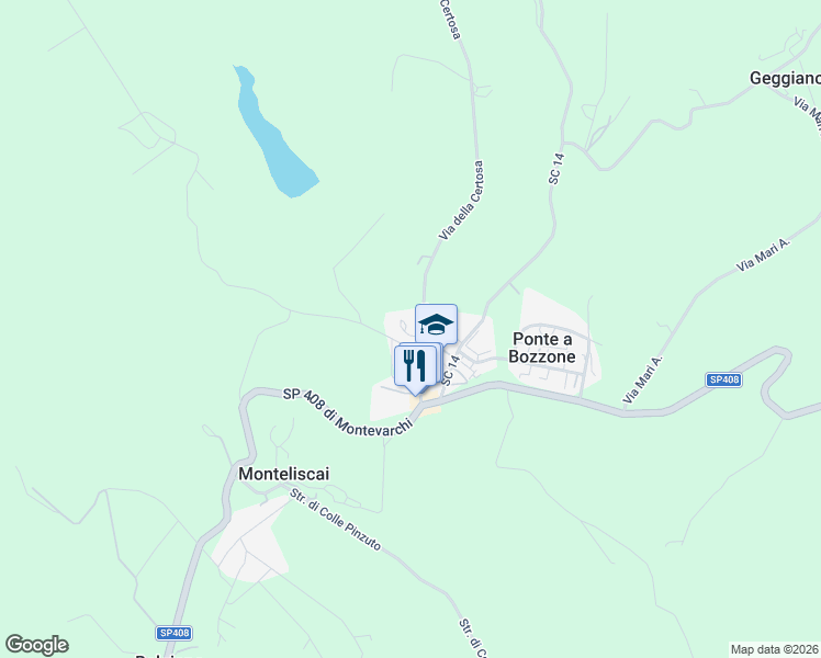 map of restaurants, bars, coffee shops, grocery stores, and more near 15 Via dell'Abate in Provincia di Siena