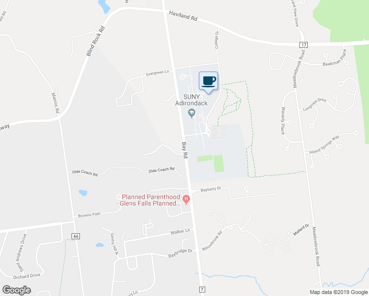 map of restaurants, bars, coffee shops, grocery stores, and more near 585 Bay Road in Queensbury