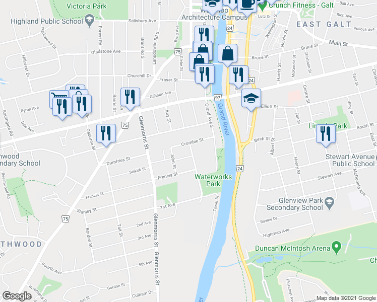 map of restaurants, bars, coffee shops, grocery stores, and more near 12 Middleton Street in Cambridge