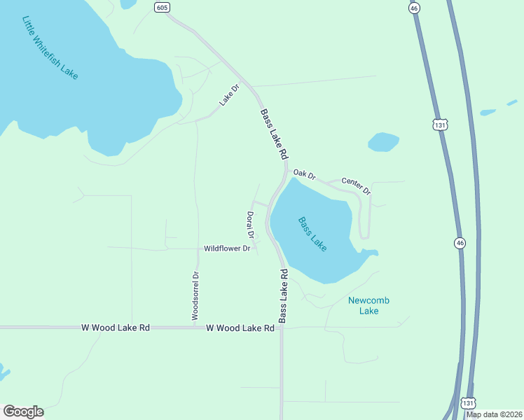 map of restaurants, bars, coffee shops, grocery stores, and more near 3749 Bass Lake Road in Pierson