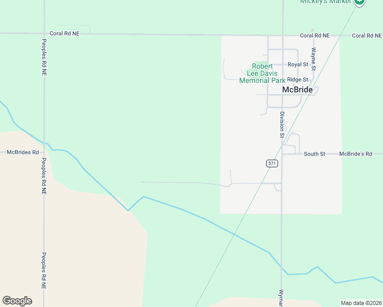 map of restaurants, bars, coffee shops, grocery stores, and more near in McBride