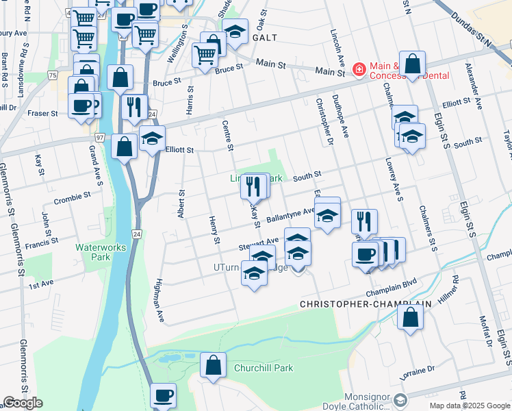 map of restaurants, bars, coffee shops, grocery stores, and more near 19 McKay Street in Cambridge