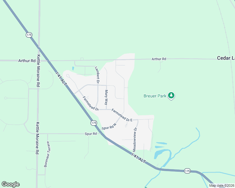 map of restaurants, bars, coffee shops, grocery stores, and more near 216 Countryside Drive in Slinger