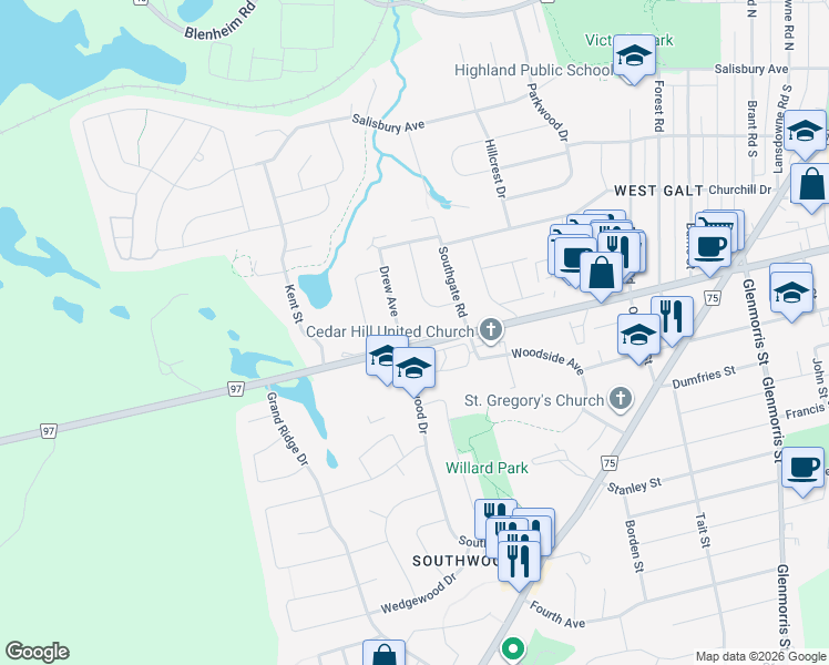 map of restaurants, bars, coffee shops, grocery stores, and more near 262 Cedar Street in Cambridge