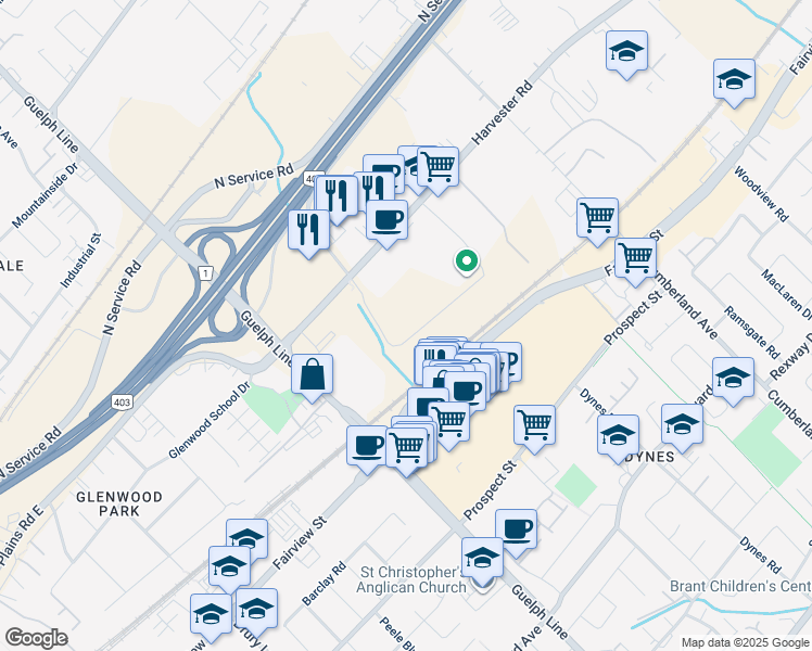 map of restaurants, bars, coffee shops, grocery stores, and more near 760 Laurentian Drive in Burlington