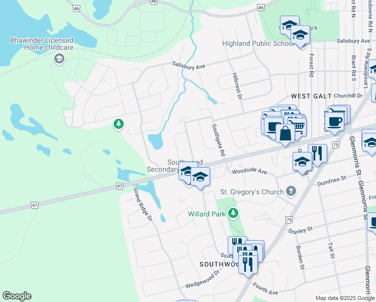 map of restaurants, bars, coffee shops, grocery stores, and more near 12 Drew Avenue in Cambridge