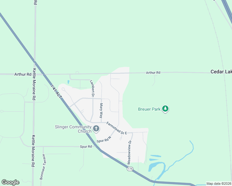 map of restaurants, bars, coffee shops, grocery stores, and more near 208 Countryside Drive in Slinger