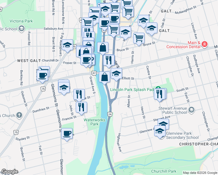 map of restaurants, bars, coffee shops, grocery stores, and more near in Cambridge