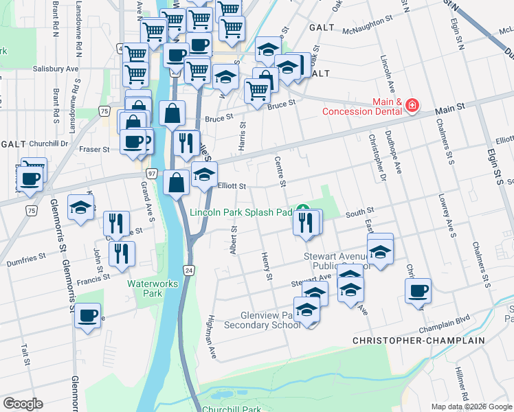 map of restaurants, bars, coffee shops, grocery stores, and more near in Cambridge