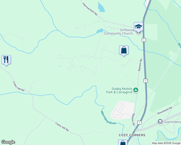 map of restaurants, bars, coffee shops, grocery stores, and more near 78 Windward Pointe Drive in Wells
