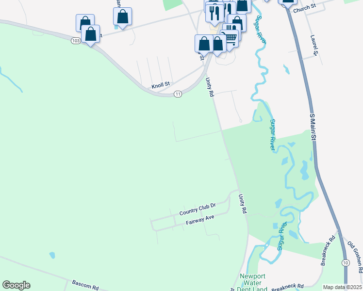 map of restaurants, bars, coffee shops, grocery stores, and more near 30 Golf Club Road in Newport