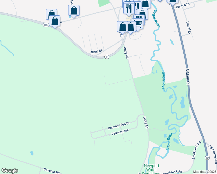 map of restaurants, bars, coffee shops, grocery stores, and more near 30 Golf Club Road in Newport