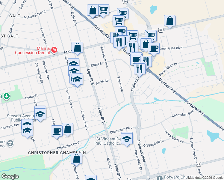 map of restaurants, bars, coffee shops, grocery stores, and more near in Cambridge