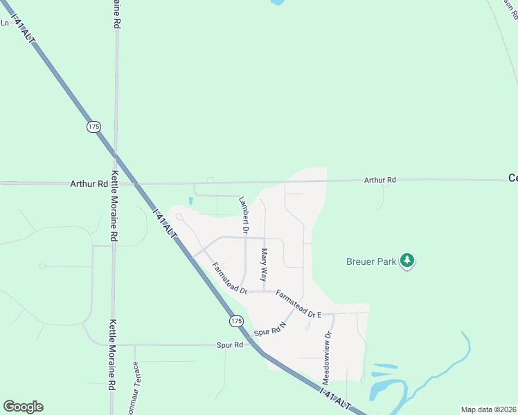 map of restaurants, bars, coffee shops, grocery stores, and more near 675 Mary Way in Slinger