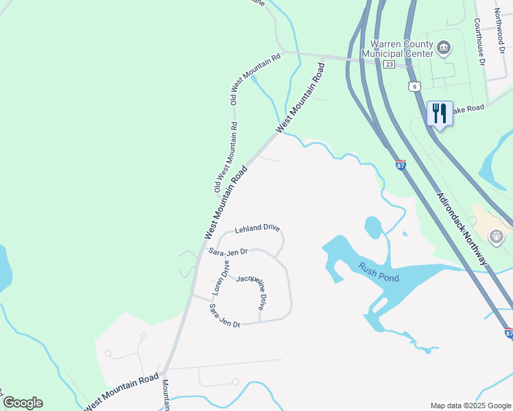 map of restaurants, bars, coffee shops, grocery stores, and more near 1176 West Mountain Road in Queensbury