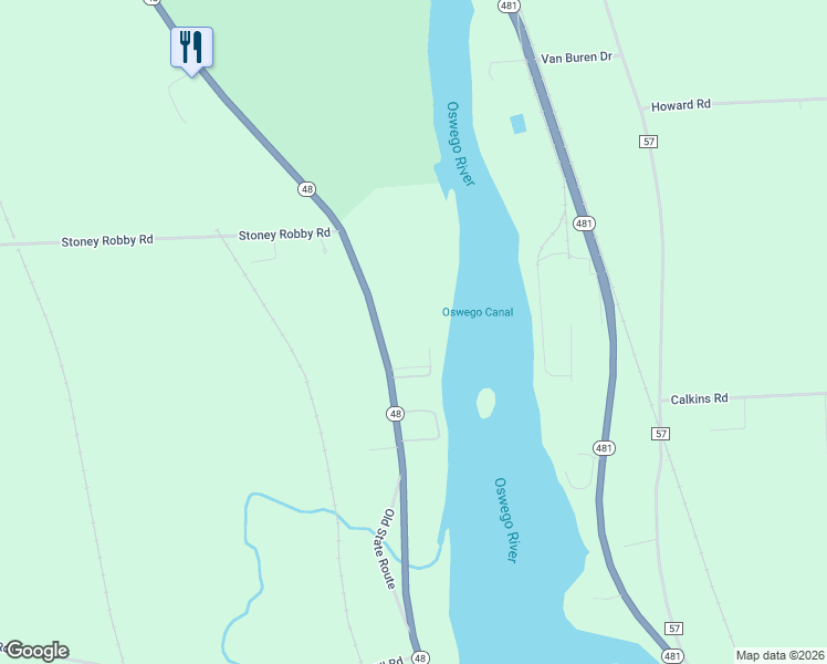 map of restaurants, bars, coffee shops, grocery stores, and more near 1966 New York 48 in Fulton