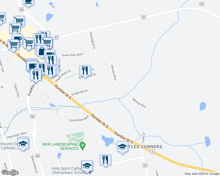 map of restaurants, bars, coffee shops, grocery stores, and more near 136 Fitzgerald Drive in Cambridge
