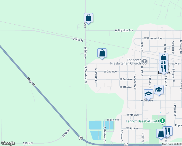 map of restaurants, bars, coffee shops, grocery stores, and more near 1004 West 2nd Avenue in Lennox