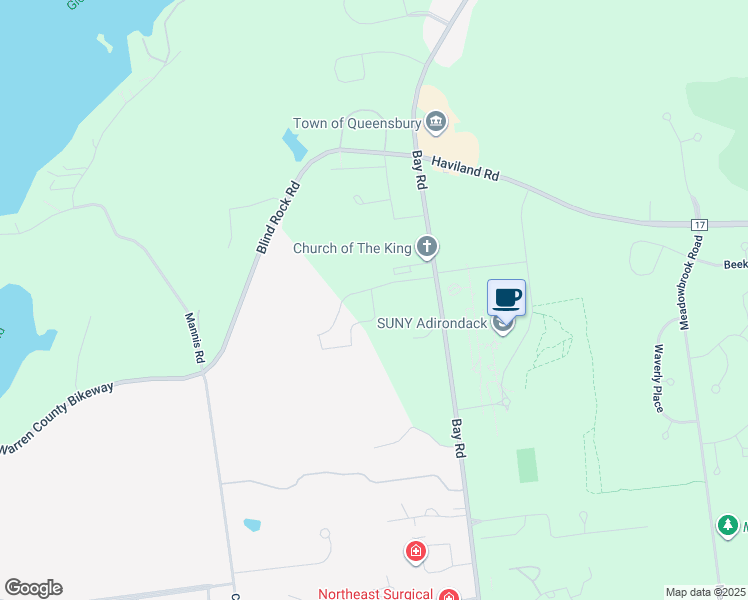 map of restaurants, bars, coffee shops, grocery stores, and more near 35 Evergreen Lane in Queensbury