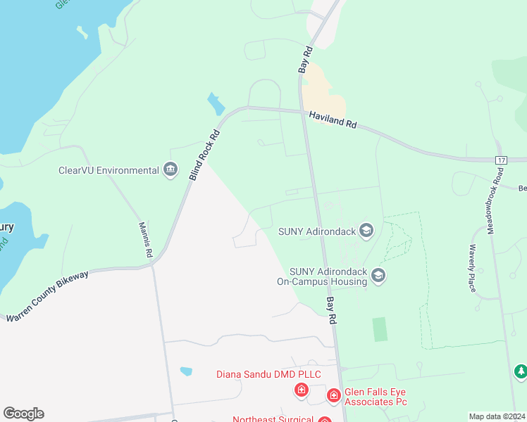 map of restaurants, bars, coffee shops, grocery stores, and more near 35 Evergreen Lane in Queensbury