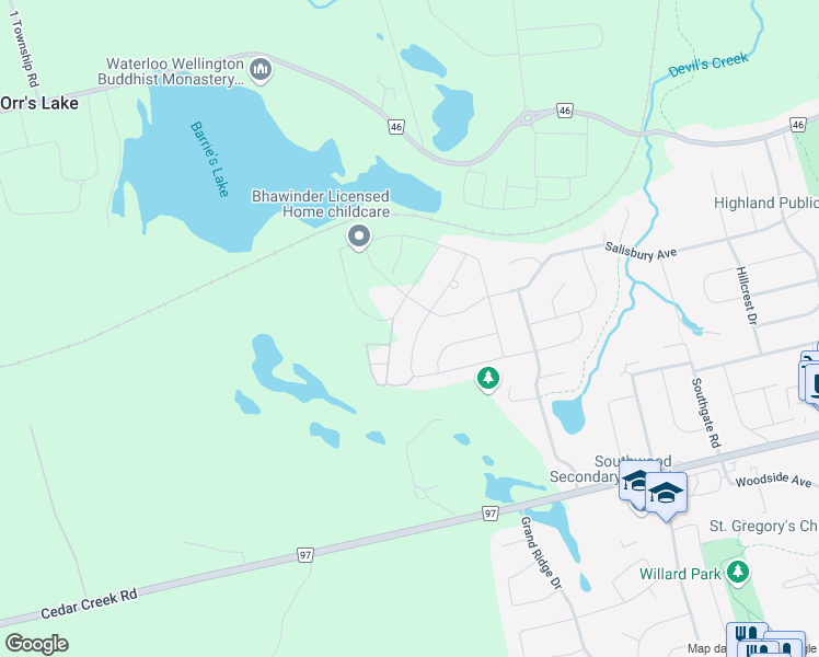 map of restaurants, bars, coffee shops, grocery stores, and more near 207 Hardcastle Drive in Cambridge